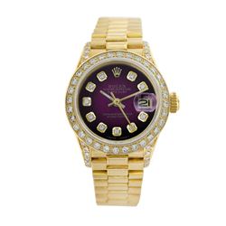 Rolex Pre-owned 26mm Womens Purple Vignette 18K Gold - REF-1140W3Y