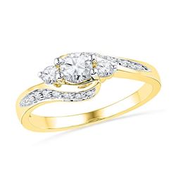 1/2 CTW Round Diamond Bridal Wedding Engagement Anniversary Ring 10kt Yellow Gold - REF-51N5Y