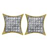 Image 1 : 1/5 CTW Round Pave-set Diamond Square Kite Cluster Earrings 10kt Yellow Gold - REF-14K4R