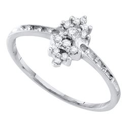 1/8 CTW Round Orong-set Diamond Small Cluster Ring 10kt White Gold - REF-8T4K