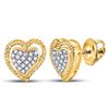 Image 1 : 1/10 CTW Round Diamond Milgrain Heart Cluster Earrings 10kt Yellow Gold - REF-13W2F