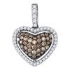 Image 1 : 1/2 CTW Round Brown Diamond Heart Pendant 10kt White Gold - REF-21X5T
