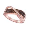 Image 1 : 1/3 CTW Round Red Color Enhanced Diamond Crossover Ring 10kt Rose Gold - REF-21K5R