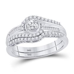 1/2 CTW Round Diamond Swirl Bridal Wedding Engagement Ring 10kt White Gold - REF-45R3H