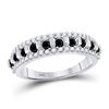 Image 1 : 1/2 CTW Round Black Color Enhanced Diamond Symmetrical Ring 10kt White Gold - REF-18F3M