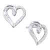 Image 1 : 1/6 CTW Round Diamond Heart Earrings 14kt White Gold - REF-14W4F