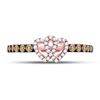 Image 2 : 1/3 CTW Round Brown Diamond Heart Ring 10kt Rose Gold - REF-20T3K