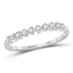 1/10 CTW Round Diamond Heart Stackable Ring 10kt White Gold - REF-9N6Y