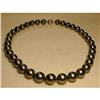Image 1 : 14 mm Graduated Black Tahitian Pearl Necklace #982480