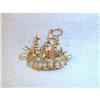 Image 1 : Estate 14K Seed Pearl Ruby Boat Pendant Charm #982506