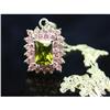 Image 1 : Art Deco Peridot & Pink Tourmaline Pendant #997104