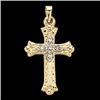 Image 1 : 14k GOLD  Pendant CROSS w DIAMONDS #997142