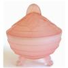 Image 1 : Concentric Ridge Pink Satin Glass Powder Jar  #997397