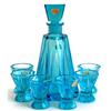 Image 1 : Czech Bohemia Art Glass Blue Decanter Set #997420