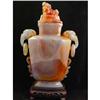 Image 1 : 13.6" Red Brazilian Agate Fu Lion Foo Dogs Vase#1008862