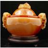 Image 1 : Fine 8.2" Red Agate Dragon Fu Lion Foo Dog Vase#1008865