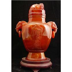 9.2  Red Handmade Agate Elephant Covered Vase #1008867