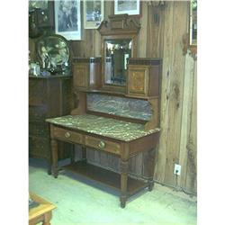 Antique Inlaid Marble Top Desk. #1008888