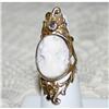 Image 1 : Rare 19C 14K Gold Shell Cameo 1CT Diamond Ring #1009063