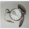 Image 1 : Rare Silver Compass Thermometer Pocket Watch #1009422