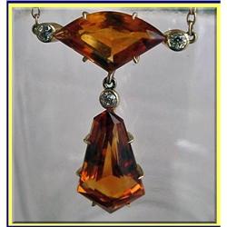 ARTS & CRAFTS CITRINE DIAMOND NECKLACE 1890 #1009711