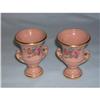 Image 1 : Pair Old porcelain Pink Flowered Vases. Signed.#1025164