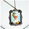 Victorian Painted Porcelian Portrait Necklace #1025560