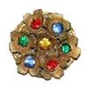 Art Nouveau Rhinestone Brass Floral Brooch #1025567