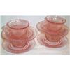 Four Pink Queen Mary Depression Cups Saucers #1025749