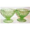 Image 1 : Two Green Cube Depression Glass Sherbets #1025786