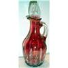 Image 1 : Cranberry Cut to Clear Cruet and Stopper #1025854