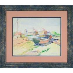 At Rye Harbor, ORIGINAL painting F. Montague #981009