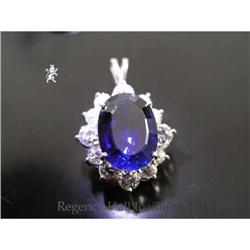 RHJ Elegant Synthetic Sapphire Pendant & Cubic #981024