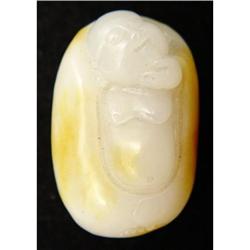 White Honey Jade Laughing Buddha Pendant Statue #981026