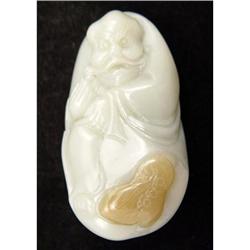 White Honey Jade Ghost Catcher Zhong Kui Money #981032