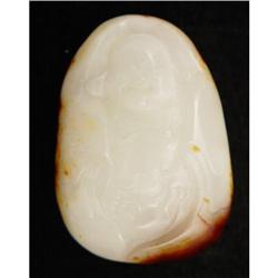 White Honey Jade Laughing Buddha Pendant Statue #981033