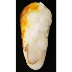 White Honey Jade Laughin Buddha Wrapped By Leaf #981037