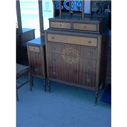 1914 Two Tone Dresser with Wood Casters  #981070