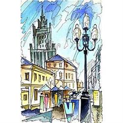 "Moscow street" cool Avant-Garde's watercolor. #981269