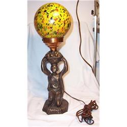 Fab 1920 Art Deco Lamp Millefiori Globe Shade #981312