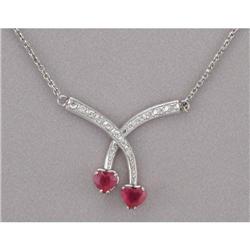 14K White Gold Ruby &Diamond Necklace #981334