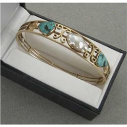 "Arts and Crafts"  Turquoise and Pearl Gold #981348