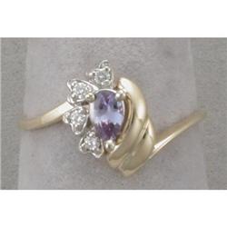 14K pear-shaped genuine alexandrite ring #981364