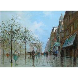 ORIG OLD OIL PAINTING PARIS ARC D'TRIOMPHE #981406
