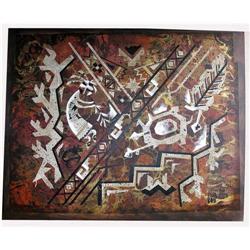 ORIG MIXED MEDIA PAINTING STYLIZED INDIAN THEME #981407