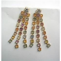 SAPPHIRE & DIAMOND 2" LONG "WATERFALL" EARRINGS #981461