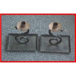 Arts & Crafts Dragon Iron/Copper Candle Holders #981509