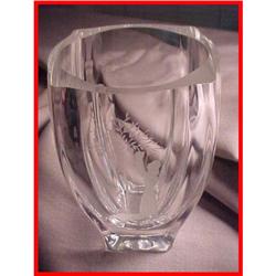 Signed SKRUF Swedish Eve & Tree Art Glass Vase #981513