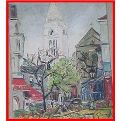 Old Signed Impressionism Cityscape Oil Painting #981515