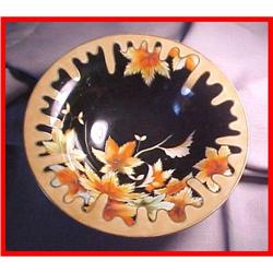 Deco Noritake China Leaves Black Bowl #981522